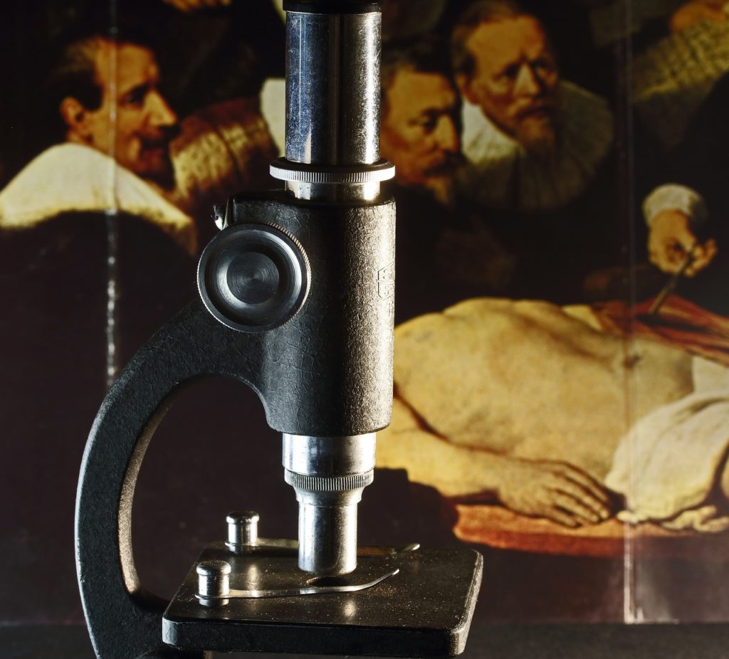 microscope, lab instrument, old