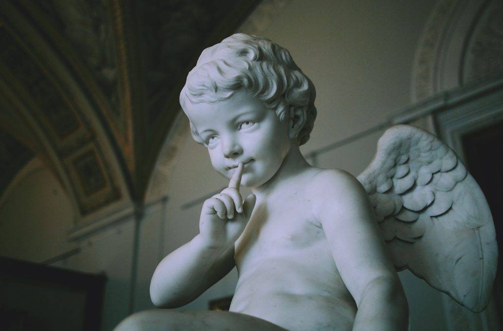 sculpture, angel, boy