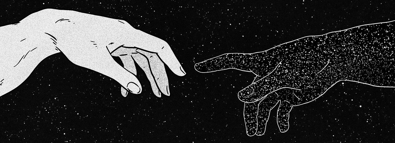 touch, hands, universe